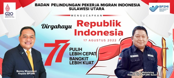 BP2MI Sulut Mengucapkan Dirgahayu Republik Indonesia ke - 77